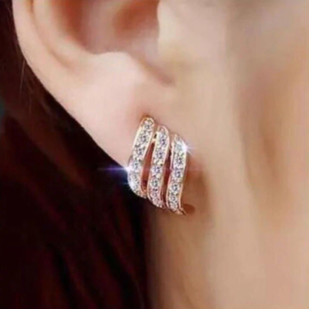 Beautiful Rose Gold Simulated Diamond Earrings